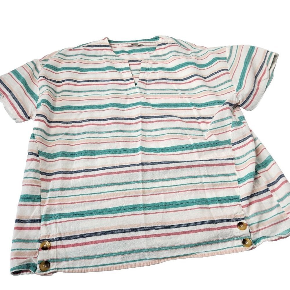 Linen Blend By Hester & Orchard Women's Size XL Top Striped Blouse